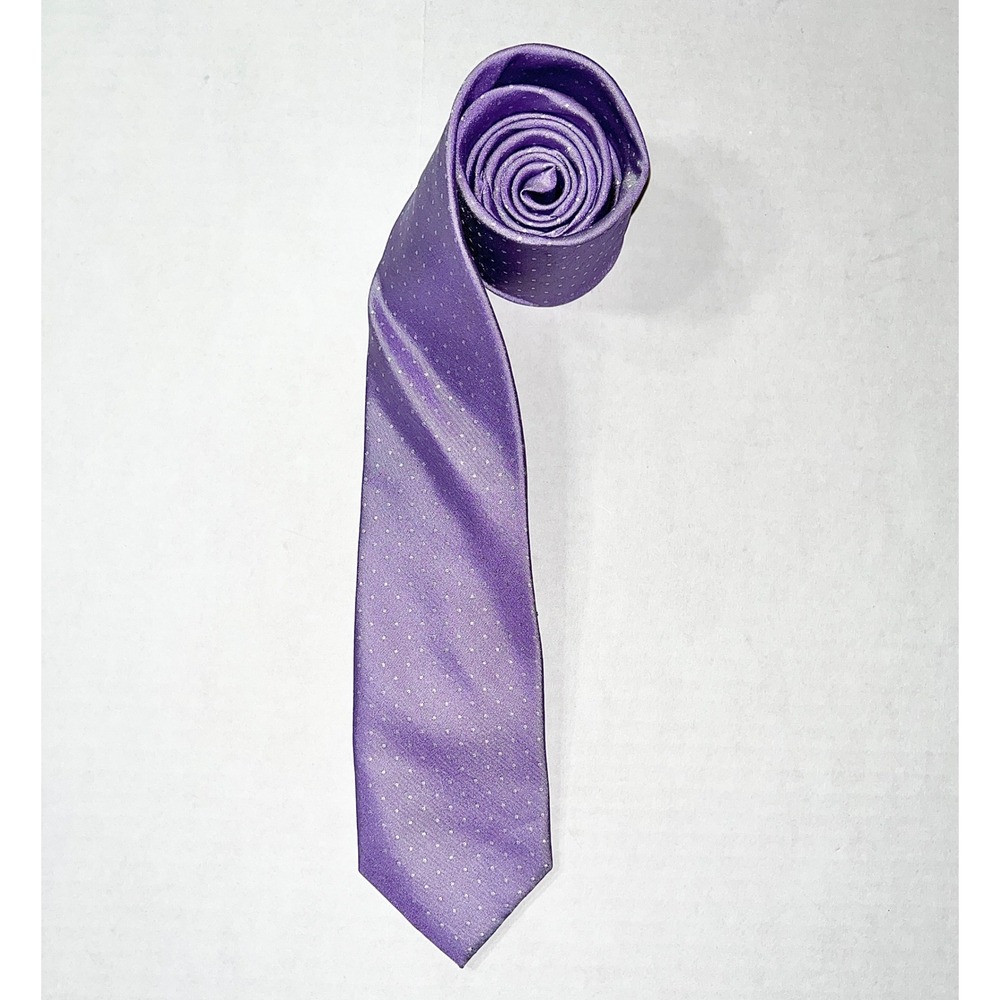 Esquire Silk Blend Necktie Mens Lavender Purple Micro Dot Formal Business Tie